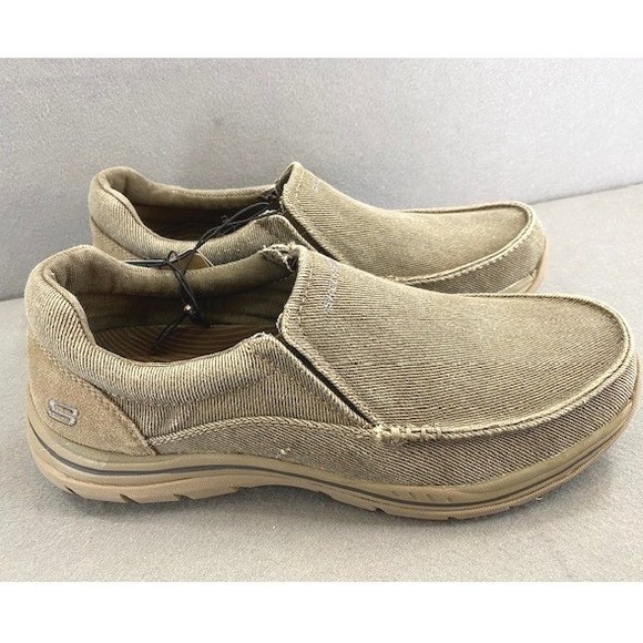 Skechers‎ Men\'s 9 Slip Ons Khaki Relaxed Fit Comfort Foam Canvas NWT main image 4